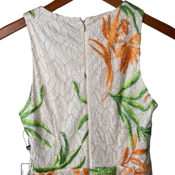 Laundry Shelli Segal Floral Embroidered A-Line Sleeveless Dress Lace Overlay - Picture 10 of 16